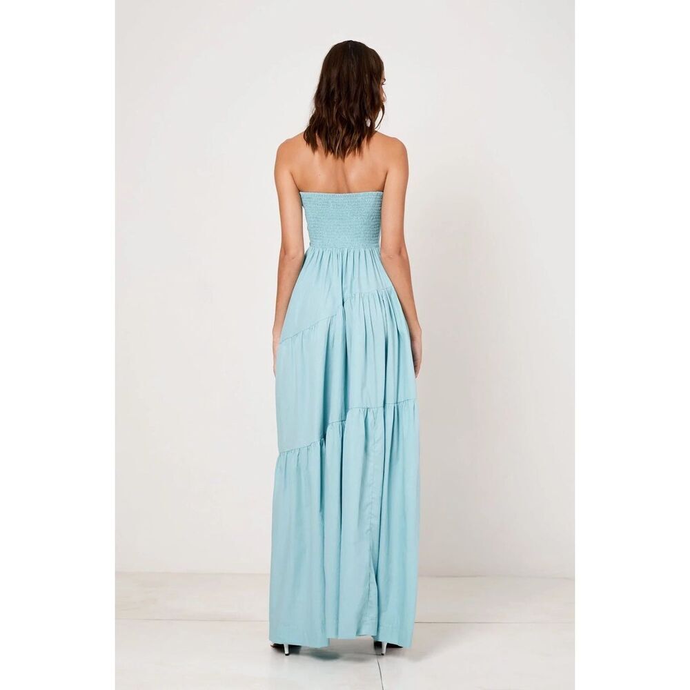 SWF Tie Up Tiered Maxi Dress Wedding Guest Vacation Beach Dress size S Preloved - Picture 3 of 6